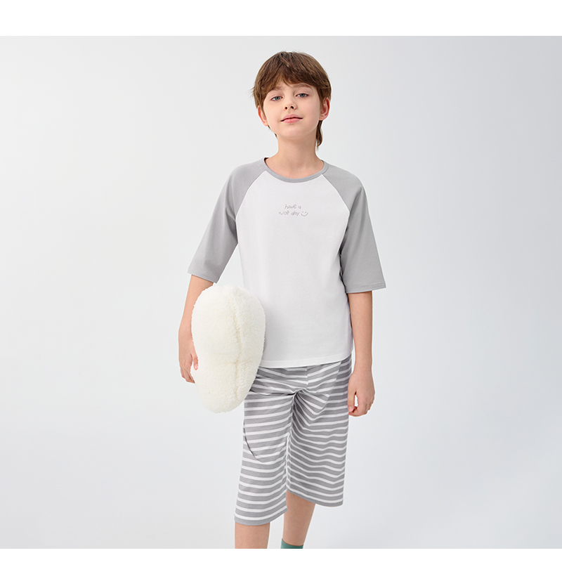 balabala Children Pajama Set Summer Thin Air Conditioning Clothing For Boy And Girl Home Clothing Little And Big Kids Parentchild Matching