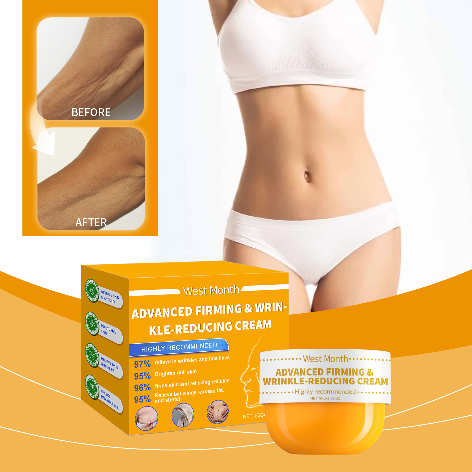 Tây & tháng 80g Định hình vóc dáng kem-dưỡng ẩm chăm sóc massage cho làm săn chắc cánh tay & điêu khắc con số công thức tự nhiên