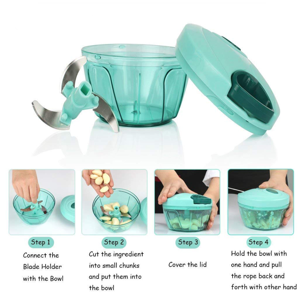 Vegetable Chopper Handy Quick Cutter For Kitchen, 3 Blade Stainless ...