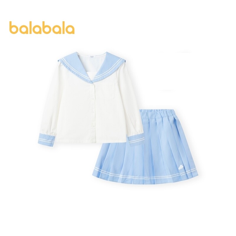 balabala Children'S Suit Girls Autumn Wear Middle And Older Children'S Children'S Clothing Navy Collar Skirt Jk Two-Piece Set Sweet Tide ราคา 771 บาท*ส่งฟรี