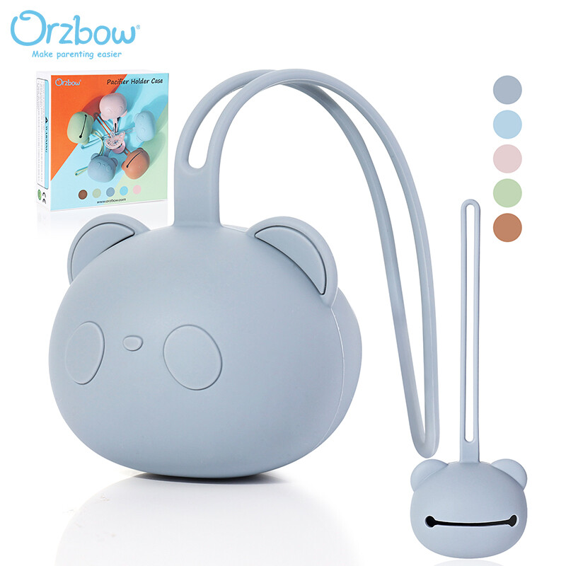 Orzbow dễ thương hình gấu trúc soothie Pacifier vỏ silicon dây giữ KẹP Răng núm vú lưu trữ hộp