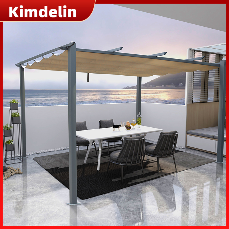 KIMDELIN กลางแจ้งม่านบังแดดกลางแจ้งอลูมิเนียมอัลลอยด์ศาลาผ่อนคลายเต็นท์3เมตร X 3เมตร