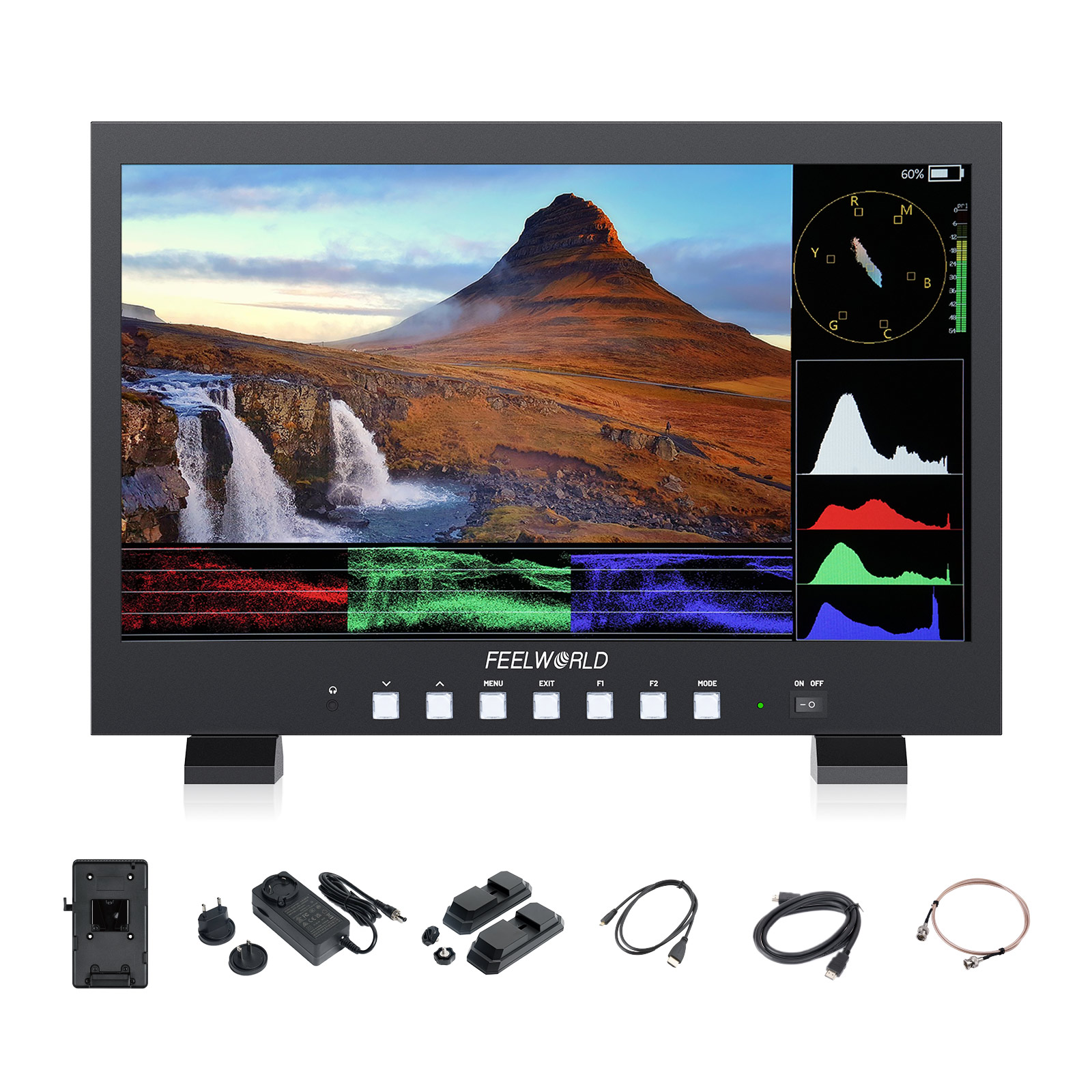 FEELWORLD FVM215 21.5 Inch 1000nit High Bright Production Broadcast Studio Monitor with Waveform LUT 8 Bit Color Depth 4K60Hz HDMI 3G-SDI in and Out ราคา 17,864 บาท*ส่งฟรี