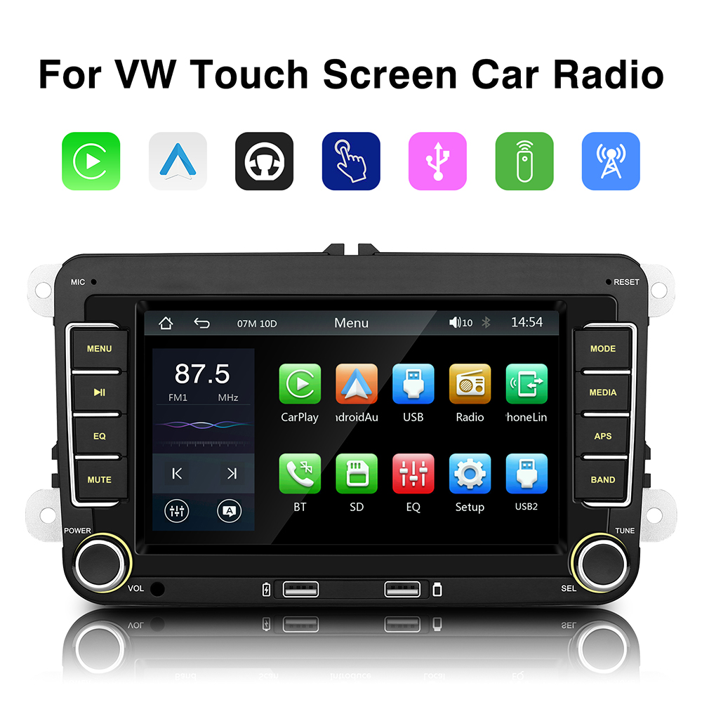 VW 7-inch Universal Car Stereo CarPlay Head Unit Bluetooth FM Radio GPS for VW Passat Golf MK5 MK6 Jetta T5 EOS POLO Touran Seat Sharan ราคา 2,498 บาท*ส่งฟรี