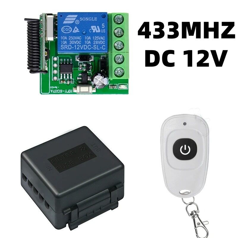 433MHz Công tắc điều khiển từ xa không dây thiết bị DC 12V 1chrelay Module và máy phát tần số vô tuyến điều khiển từ xa cho nhà để xe Rèm thiết bị nhà