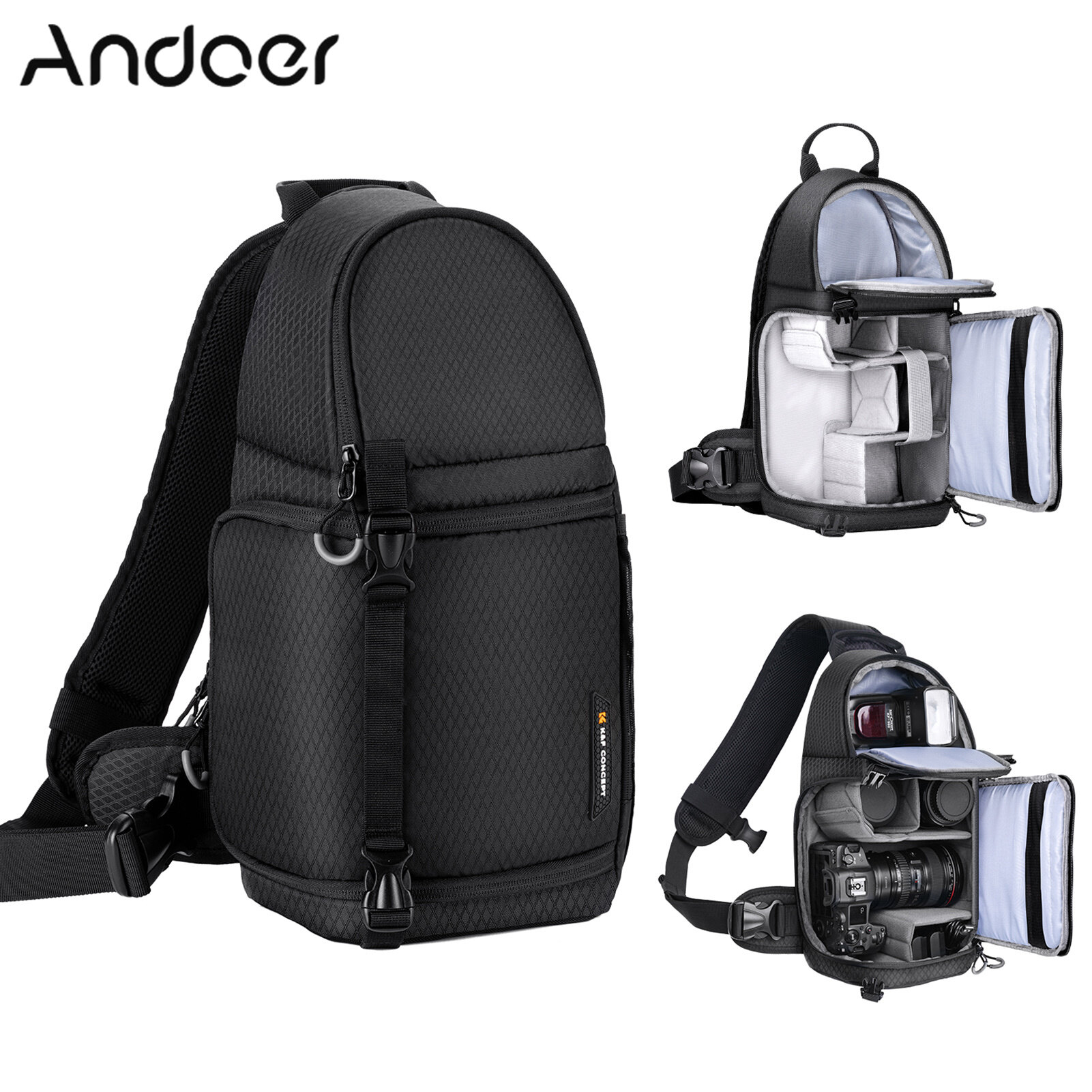 K & f concept túi đeo máy ảnh túi đựng máy ảnh chống sốc túi đưa thư dung tích 10l cho dslr/slr/vỏ máy ảnh không gương lật có ngăn rời
