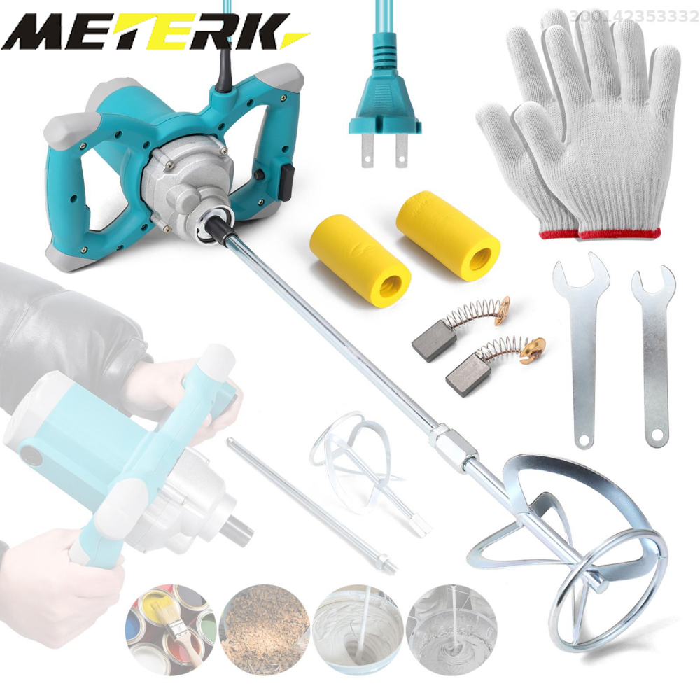 Meterk 2600W Electric Concrete Mixer Portable Handheld Concrete Cement Mixer 6 Speeds Adjustable Mixing Machine Thinset Mortar Grout Plaster Paint Stirring Tool