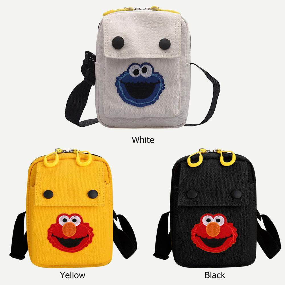 [Pinfect] Elmo Jalan Sesama Lucu Wanita Kartun Pola Bahu Tas Messenger Wanita Kasual Kanvas Kecil Tas Selempang