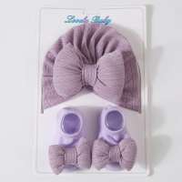 3Pcs/Set Cute Bow Baby Hat Socks Soft Cotton Newborn Indian Cap for Boy Girl Spring Infant Elastic Turban Hats Headwrap