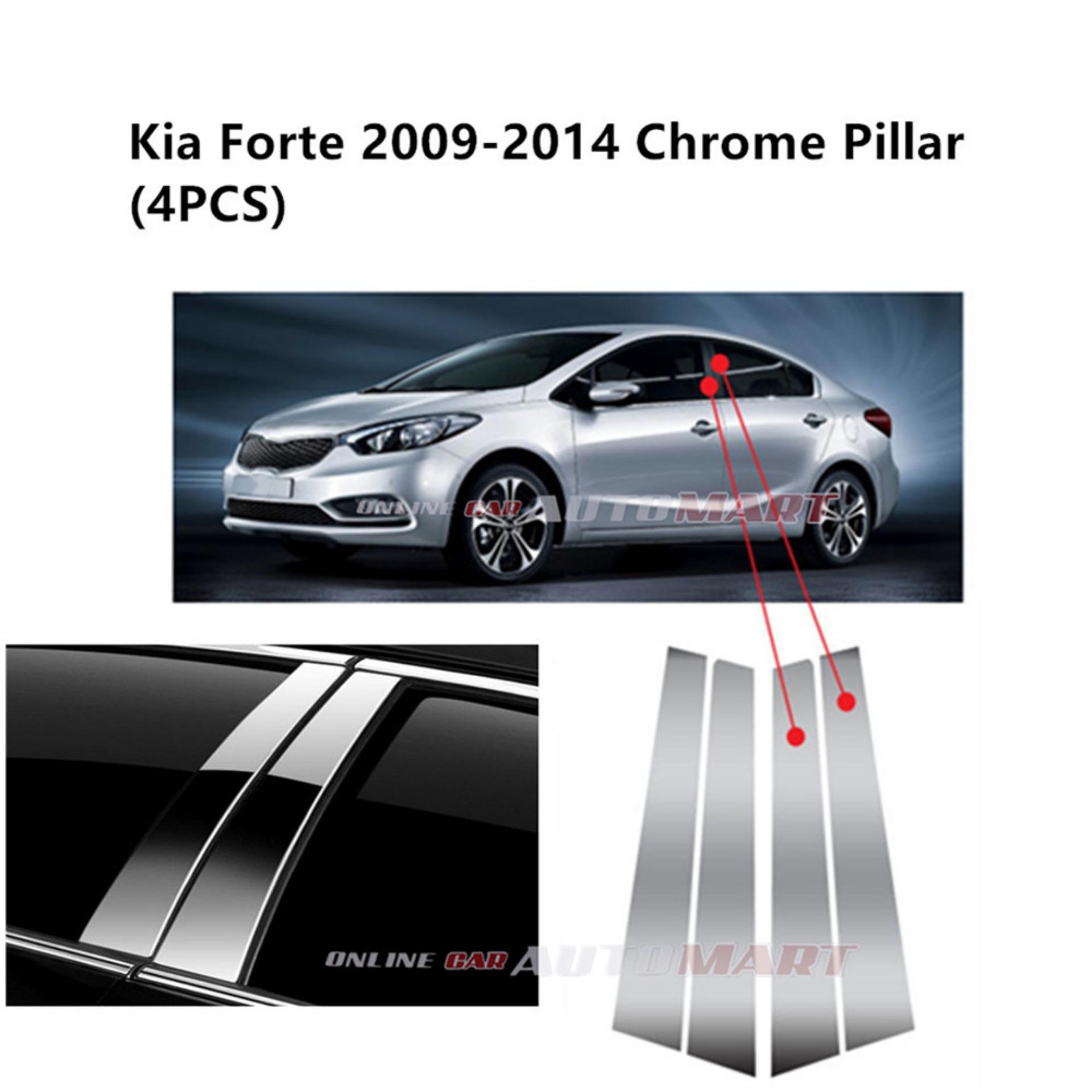 Gloss Black Pillar Post Door Trim Covers For 2019-2024 Kia Forte K3 Sedan – 6-Piece Set, Self-Adhesive