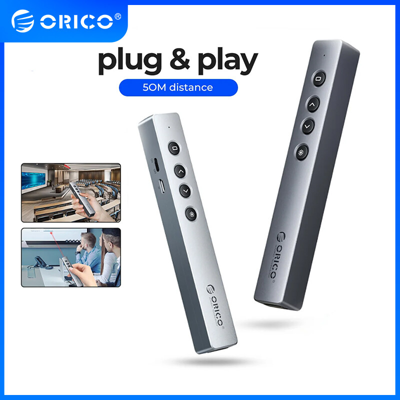 ORICO Wireless Presenter 2.4GHz Presentation Remote Clicker PPT Power Point Clicker Red Light Pen for Mac Windows Projector ราคา 251 บาท*ส่งฟรี