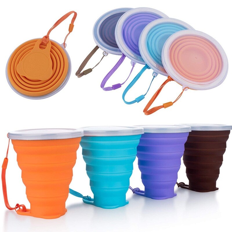 Gambar ?CW? Portable Folding Cups 270ml BPA Food Grade Water CupSilicone Coloured Retractable Outdoor Coffee Handcup