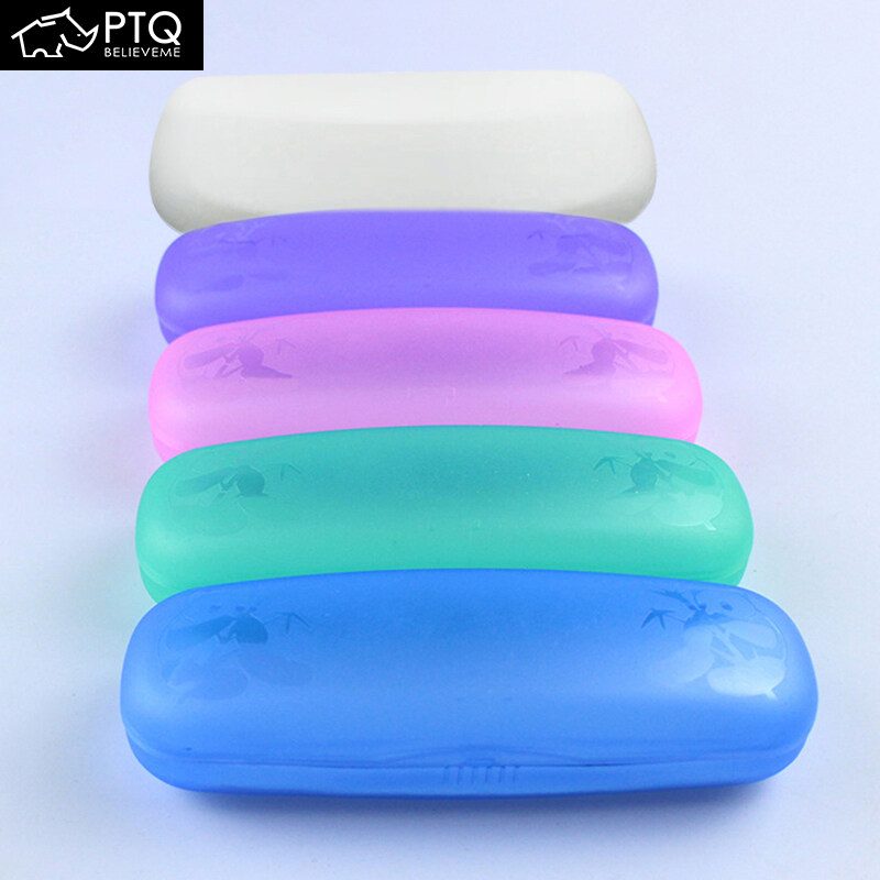 PTQ Glasses Case Portable Ultra Clear Plastic Transparent Glasses Storage Box Large Capacity Sturdy Anti-Drop Color Random