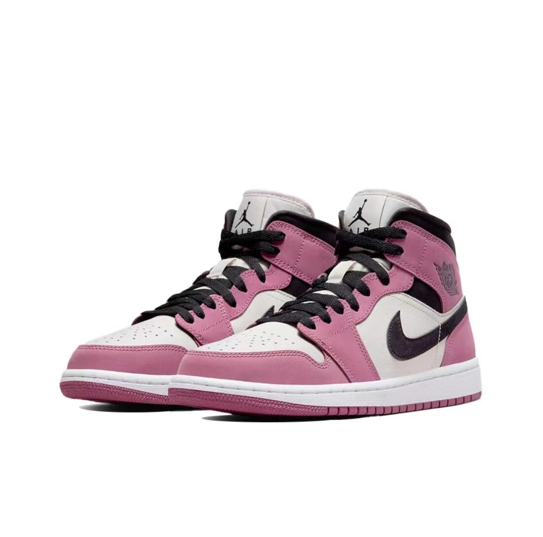 Giày sneaker Air Jordan1 Mid SE "Berry" Dâu Gấu Nhẹ Chịu Mài Mòn Giữa Giúp Retro Giày Bóng Rổ Berry Bột giày đi chơi