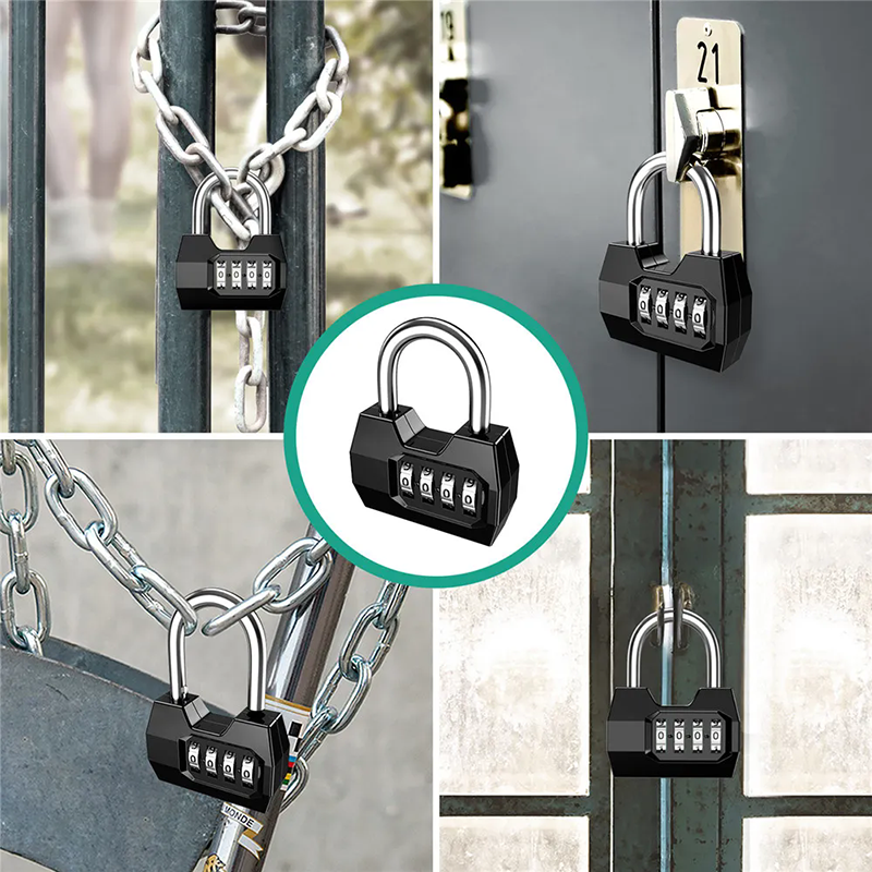 Waterproof Combination Padlock With Key – 4-Digit Lock, 2 Pack, Zinc Alloy, For Lockers, Gym, Storage, Gates - View #3