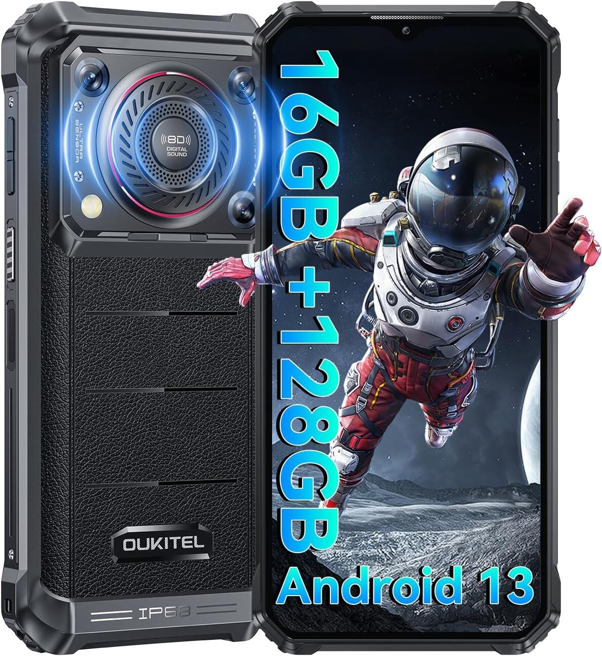 OUKITEL WP36 Rugged Smartphone Android 13-16GB+128GB Mobile Phones, 128dB Super Speaker, 10600mAh Battery, 6.52" FHD+, IP68 Waterproof Phone, 64MP+32MP, 4G Dual SIM, NFC/OTG/GPS/Face Recognition ราคา 5,900 บาท*ส่งฟรี