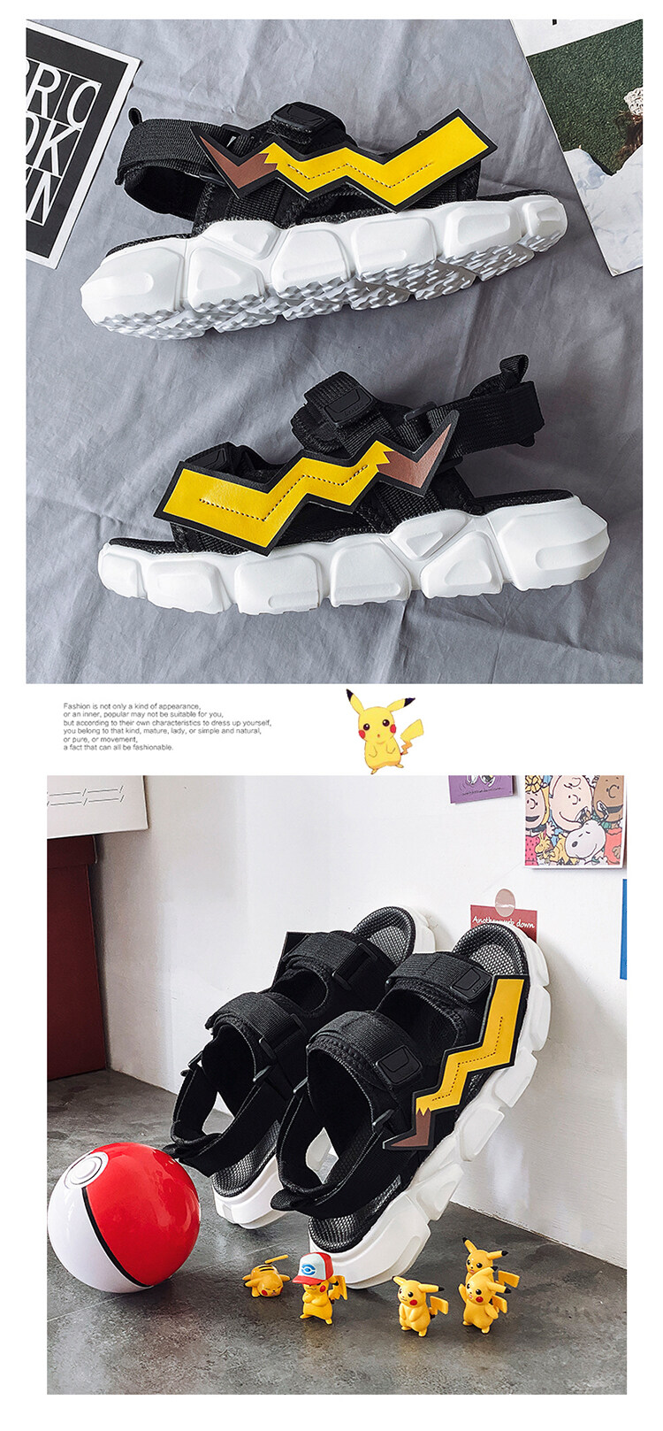 Dép Quai Hậu Nam Dép Quai Hậu Nam 2020 Mới Mùa Hè Pikachu Outer Wear Dual-Use Student Sandals Youth Đế Dày Không Trượt Giày Đi Biển 2