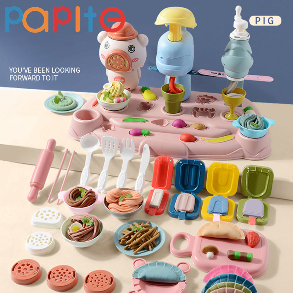 PAPITE Kids Play House DIY Toy Color Clay Noodle Ice Cream Maker Machine
