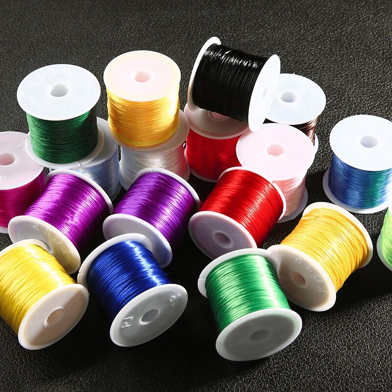10 m/cuộn 1mm đàn hồi tinh thể dây cườm cho vòng đeo tay căng chủ đề Dây chuyền vòng cổ tự làm làm đồ trang sức 24 màu sắc