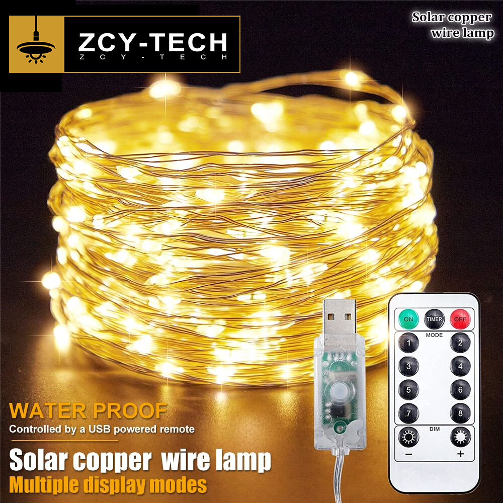 Zcy đèn led dây usb 5v với 13 phím 8 chế độ đèn thần tiên dây đồng chống nước vòng hoa cho đám cưới giáng sinh giáng sinh trang trí tiệc ngày lễ đèn tạo không khí