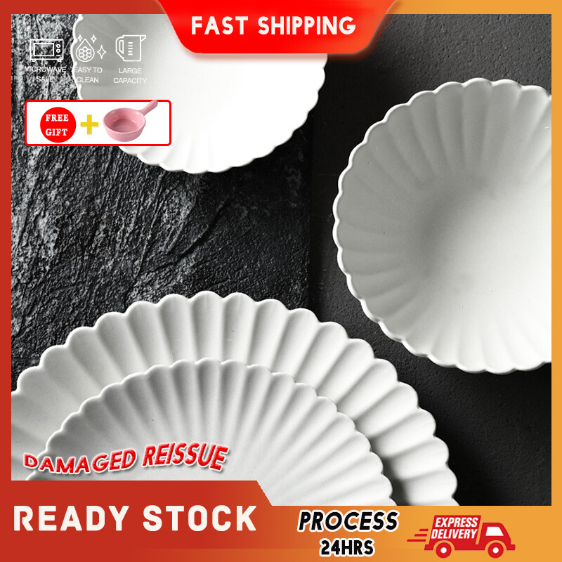 Gambar Chrysanthemum Plate Bowl Japanese style Frosted Flower shaped Ceramic Tableware Dessert Dessert Plate Western Plate Bowl
