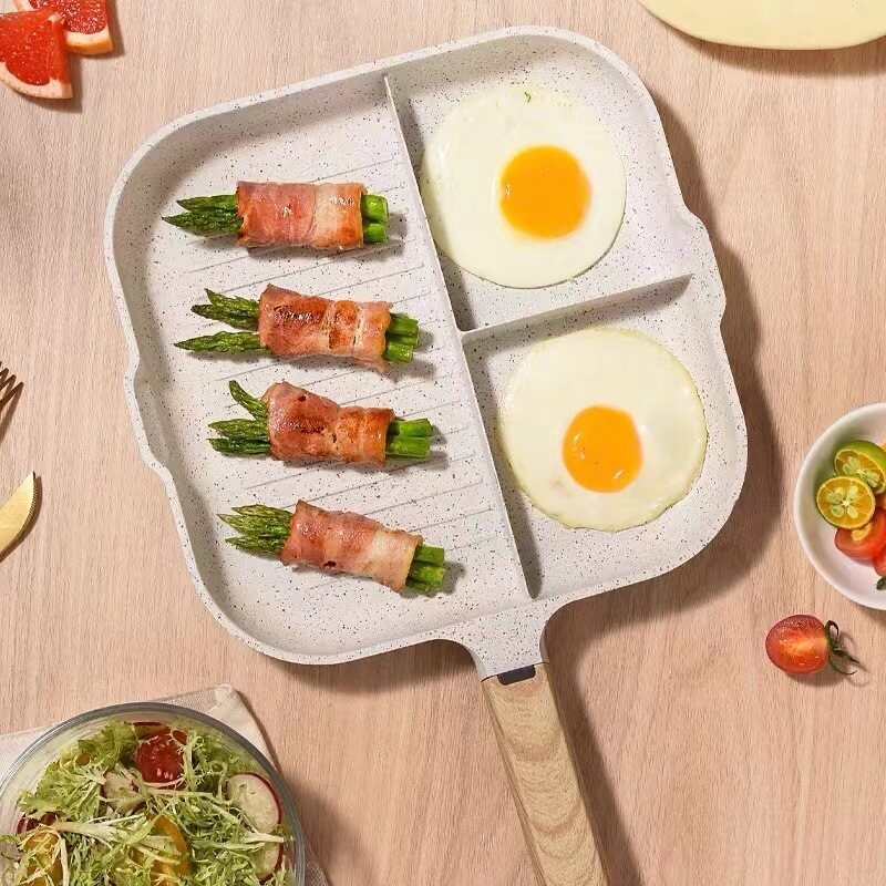 Gambar Three in one Maifan Stone Multi grid Frying Pan Breakfast Special Fried Egg Artifact Steak Flat Non stick Pan