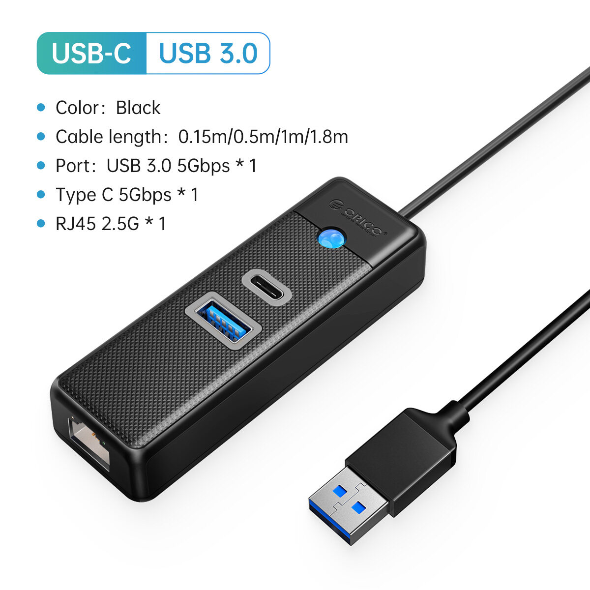 ORICO Bộ chuyển đổi Ethernet USB để 2500mbps Bộ chuyển đổi mạng RJ45 2.5g Mạng LAN có dây Bộ chuyển
