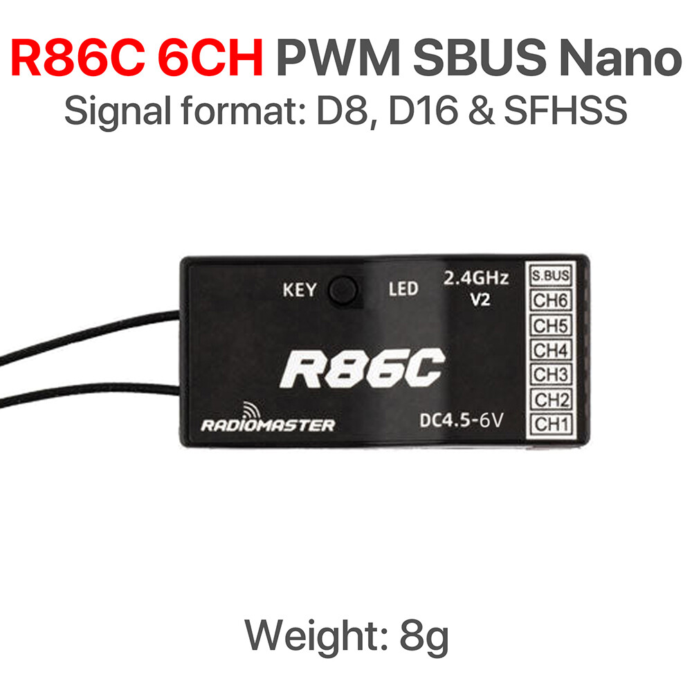 RadioMaster Bộ Thu Nano SBUS R81 R84 R86 R86C R88 V2 2.4GHz Trên 1KM Tương Thích FrSky D8 TX16S Hỗ T