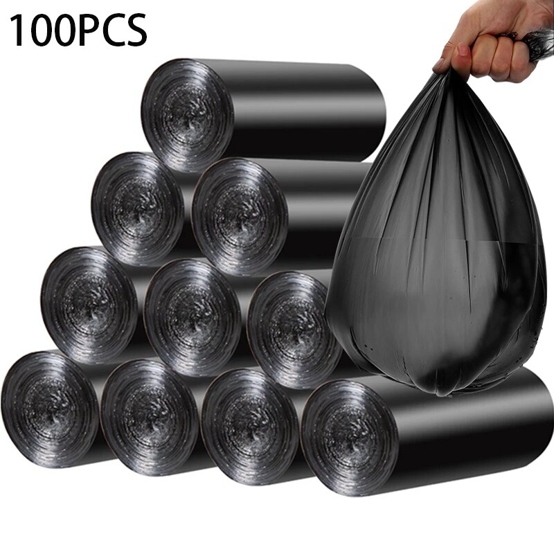Gambar 100 Pcs 5 Roll Garbage Bags 45x50cm Household Disposable Plastic Trash Bags Home Storage Bag 5 7 L Pet Waste Bag Biodegradable