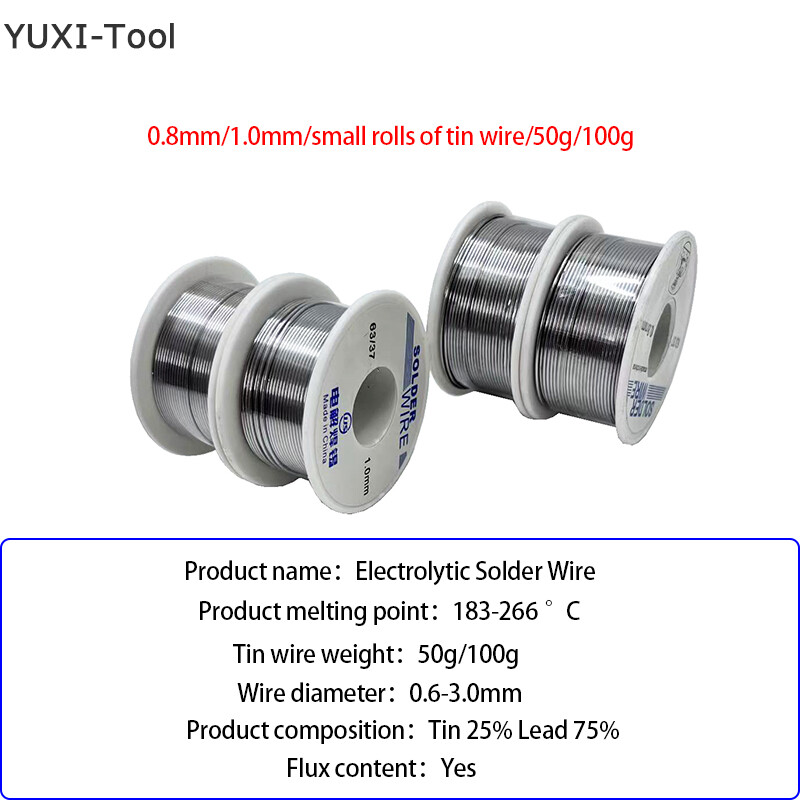 0.8/1.0mm 50g 100g 63/37 flux 2.0% 45ft tin chì thiếc wire melt lõi nhựa hàn dây hàn cuộn no-sạch