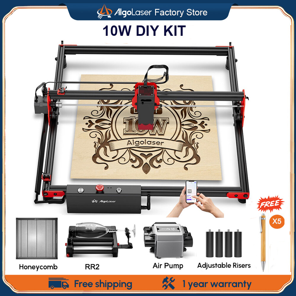 Algolaser DIY KIT 10W Woodworkers Laser Engraving Cutting Machine With Rotary Roller Air Assist CNC Table 400*400mm CNC Engraver ราคา 24,008 บาท*ส่งฟรี