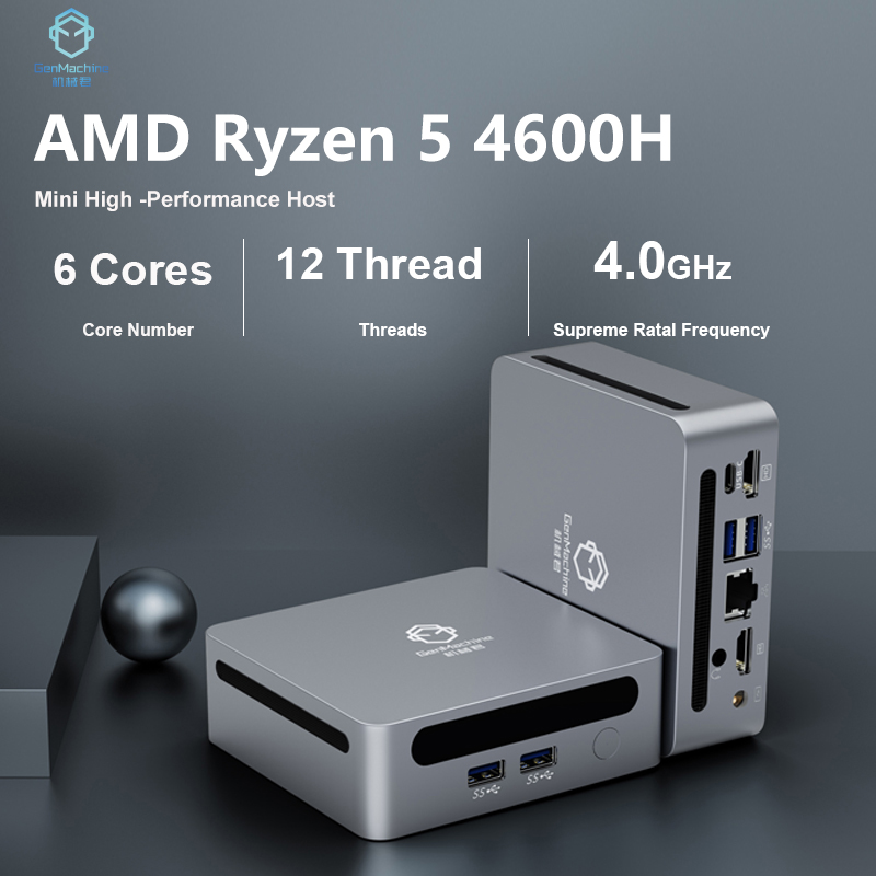 GenMachine New Mini PC AMD Ryzen R5 4600H Windows11 6 Cores 12 Threads WIFI5 BT5.2 DDR4 Max 64GB RAM 4TB SSD Support Three Screen Output Mini Office Gaming Computer ราคา 6,738 บาท*ส่งฟรี