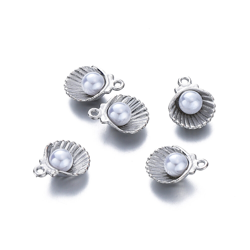 St.kunkka 10 chiếc/Túi Mặt dây chuyền vỏ vỏ ngọc trai mặt dây chuyền hợp kim sơn mài cho trang sức làm Vòng Cổ Vòng tay tự làm