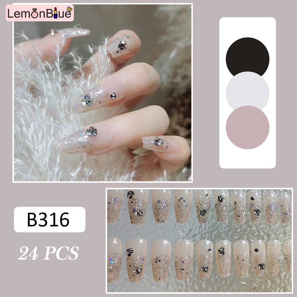 Gambar Short False Nails White Flowers Full Cover Stick on Nails for Women   Girls With Jelly Gel Glue Sweet Style Artificial Nails 24PCS Removable Save Time