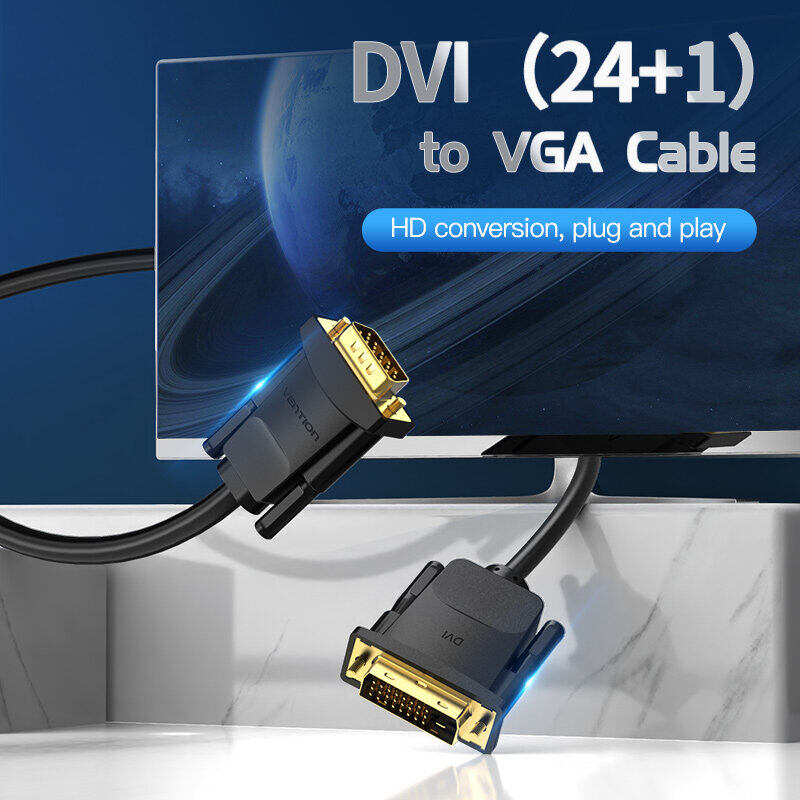 Vention dvi để cáp vga 1080p 60hz dvi ổ cắm đực sang vga nam mạ vàng giao diện cho pc máy tính xách tay để cáp màn hình dvi để cáp vga