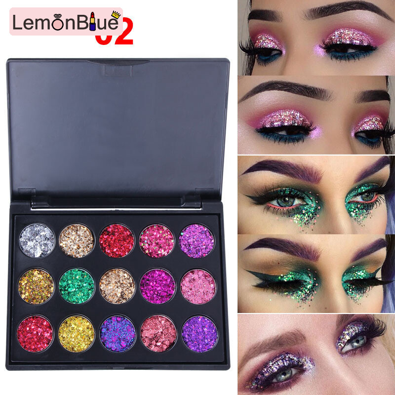 Gambar LemonBlue 15 Colors Flash Sequins Eyeshadow Palette Matte Shimmering Naturally Long fashionable 15 Colors Matte Shimmering Eyeshadow Palette eye makeup