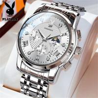 PLAYBOY Watch For Men Original Waterproof 2024 New Luminous Multifunction Dial Stainless Steel strap Sports Quartz Men Watches