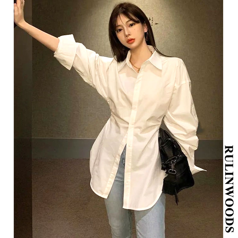 CHICCHIC của phụ nữ slimed eo áo sơ mi áo sơ mi dài tay áo sơ mi Hàn Quốc