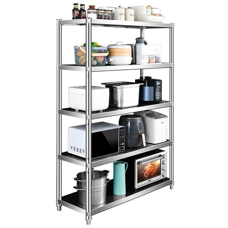 Gambar Stainless steel shelves kitchen r multilayer microwave landing frame to receive a pot rack shelf cabinets dish rack shelf