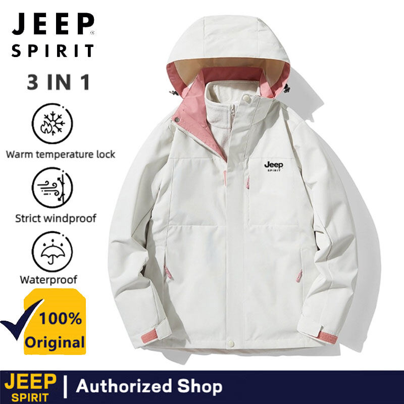  Jeep Tinh Thần 3-Trong-1 Có Thể Tháo Rời Những Người Yêu Thích Áo Khoác Lót Lông Cừu Và Dày Windproof leo núi chống nước Leo Núi Phù Hợp Với khối màu Cho Nam Giới 