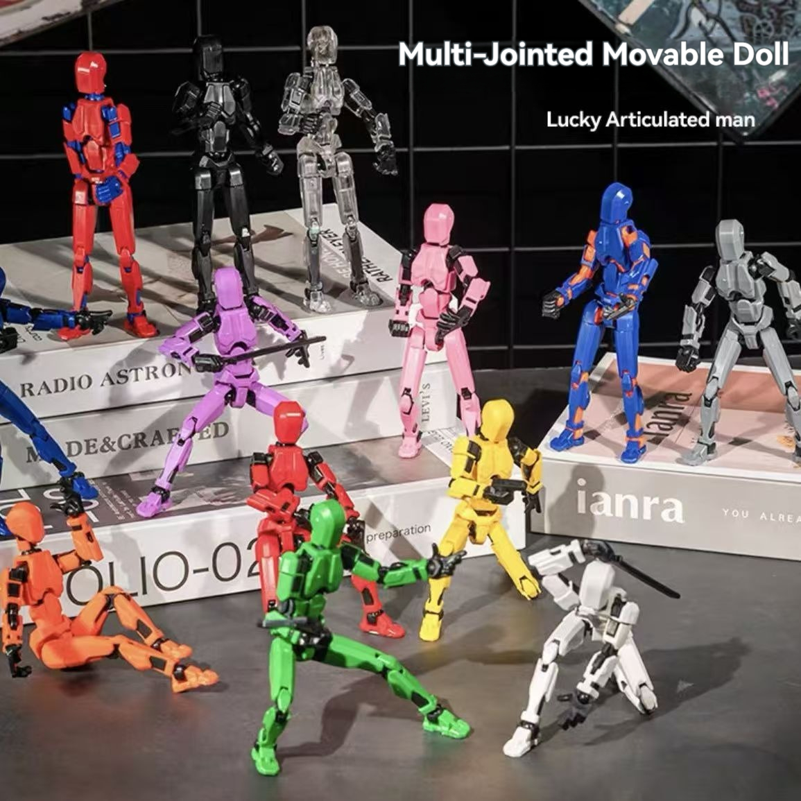 Lot De 13 Figurines D'Action Articulées Lucky Robot - Poupées Flexibles Avec 13 Mouvements, Accessoires Et Joints Pour Créativité Et Jeu Lot De 13 Figurines D'Action Articulées Lucky Robot - Poupées Flexibles Avec 13 Mouvements, Accessoires Et Joints Pour Créativité Et Jeu