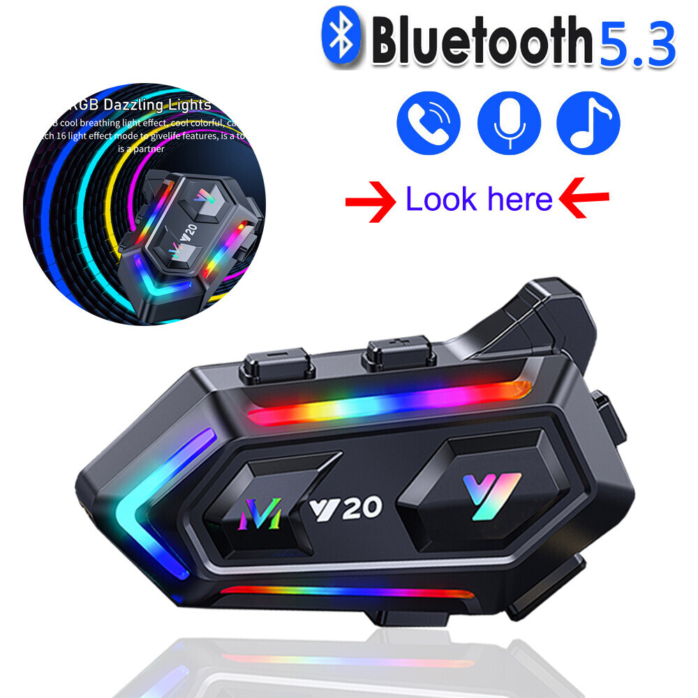 Y20 Mũ bảo hiểm xe máy Bluetooth 5.3 Tai Nghe Với RGB Rực Rỡ Ánh Sáng Không Dây Không Thấm Nước Cuộc Gọi Roise Giảm Headphone