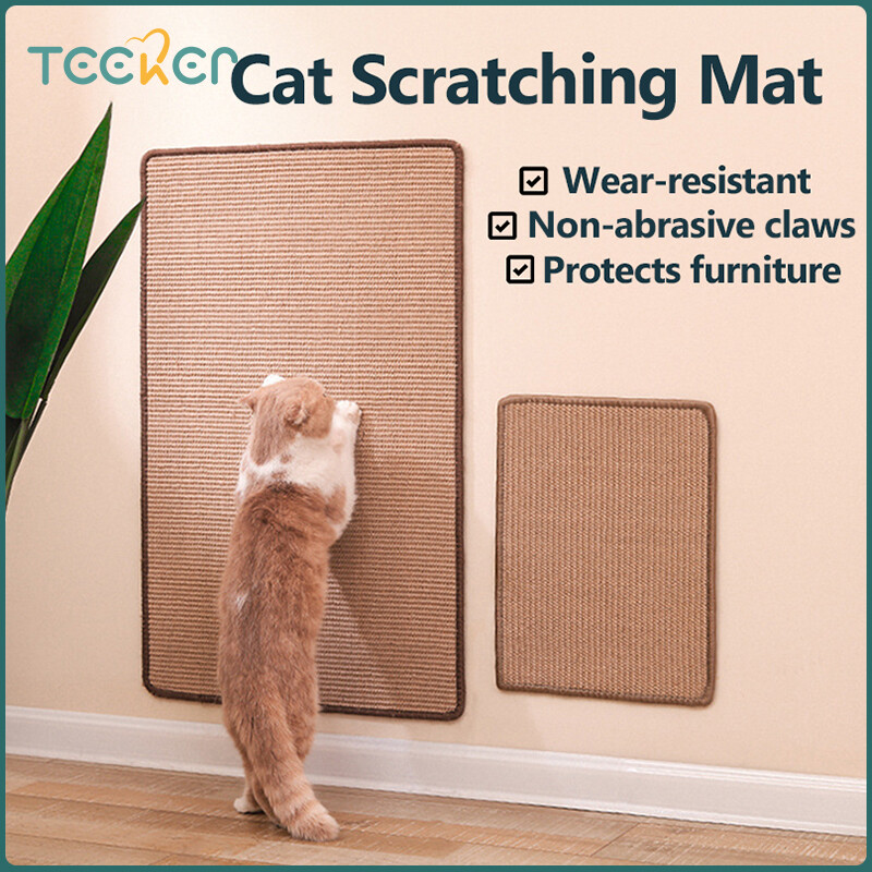 Teeker Pet Natural sisal cat scratching mat Horizontal cat scratching mat with adhesive Velcro strap Protects sofas and carpets Abrasion-resistant and non-scratch ราคา 181 บาท*ส่งฟรี