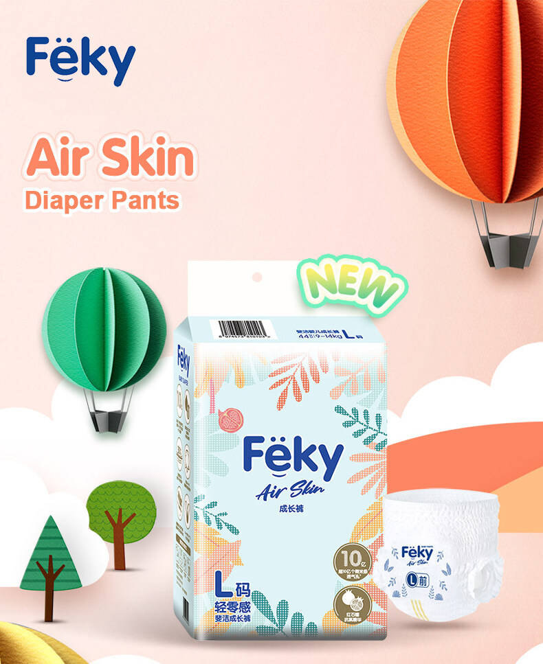 Feky Air Skin Baby Diaper Pants with Natural Plant Extract Disposable