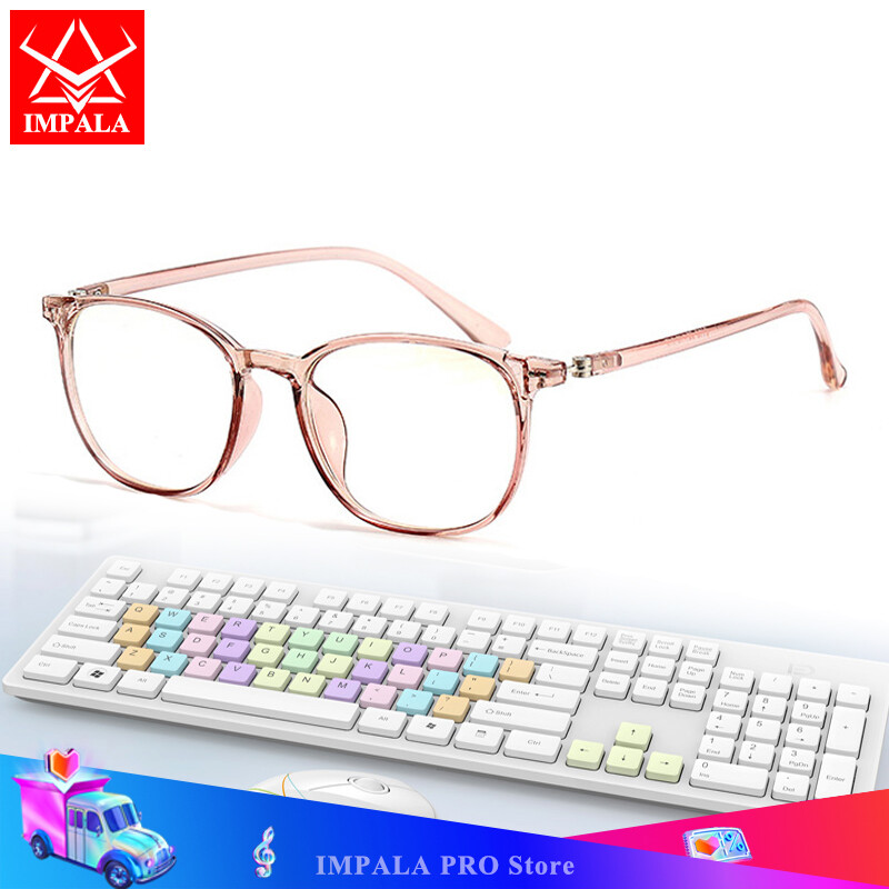 IMPALA FL1810W Kính Mắt Chống Ánh Sáng Xanh Thời Trang Cho Nam Và Nữ Kính Mắt Lọc Phong Cách Hàn Quốc Kính Mắt Bảo Vệ Chống Tia Xanh UV400 Khối Ánh Sáng Xanh Kèm Hộp Đựng Kính