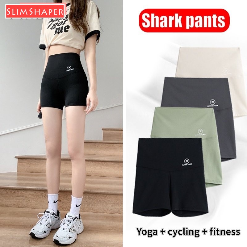 Shark pants safety pants women's outer wear anti-skid waist-lifting buttocks thin yoga shorts cycling bottoming shorts ราคา 79 บาท*ส่งฟรี