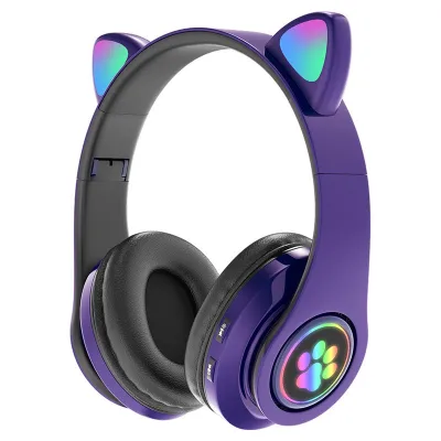 Bluetooth 5.0 LED Light Cat Ears Headset Wireless Earphone Stereo Bass Headphones headphone gaming HIFI TF3.5mm Microphone bluetooth earphone with mic (3)