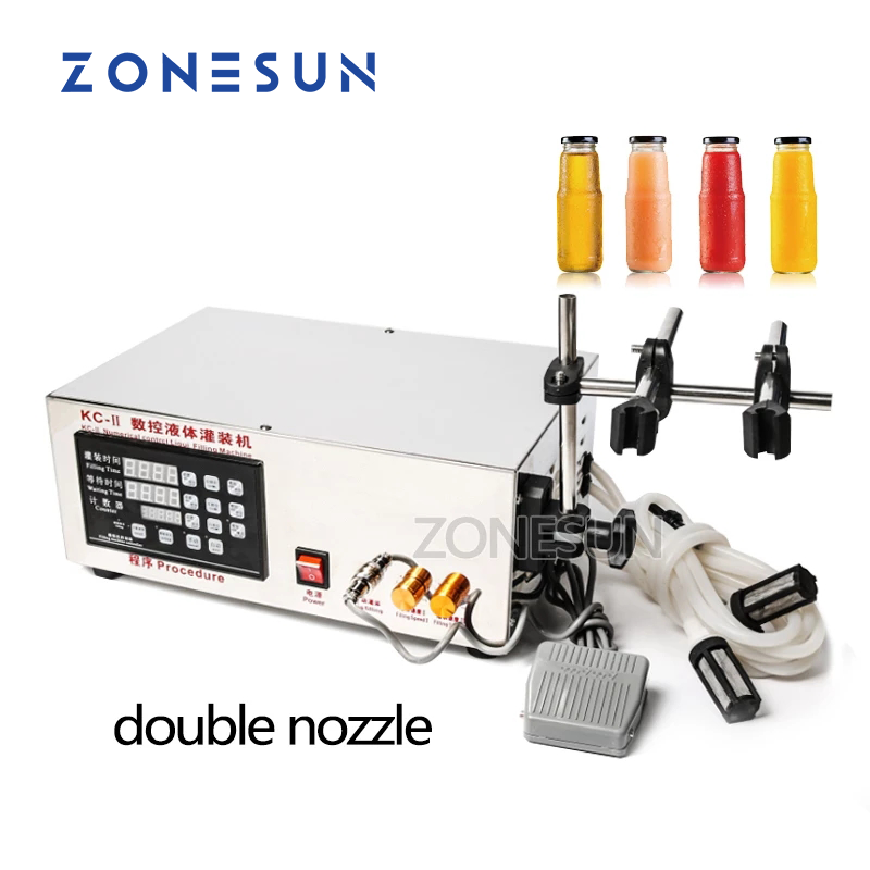 ZONESUN Double Head Liquid Filling Machine Microcomputer Automatic Water Liquid Filling Machine 5-3.5L Packing Machine ราคา 17,916 บาท*ส่งฟรี
