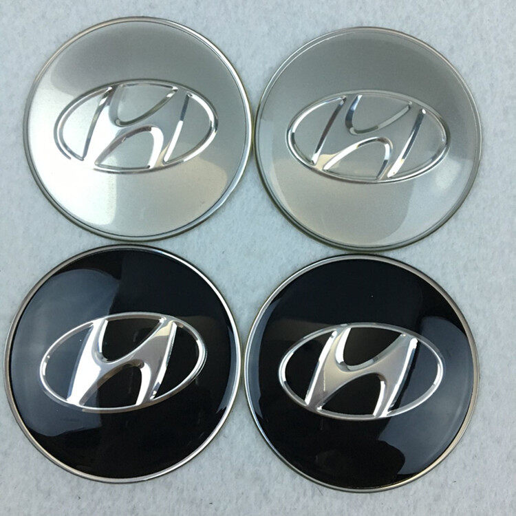4 cái/bộ 65mm 56mm trục bánh xe Nắp chụp mâm xe sticker cho Hyundai lốp trung tâm hubcap Logo Hub Bìa biểu tượng bạc đen trang trí