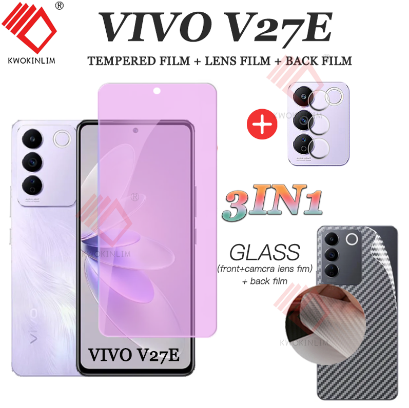 3-in-1 Tempered Glass Vivo V27E Screen Protector tempered glass